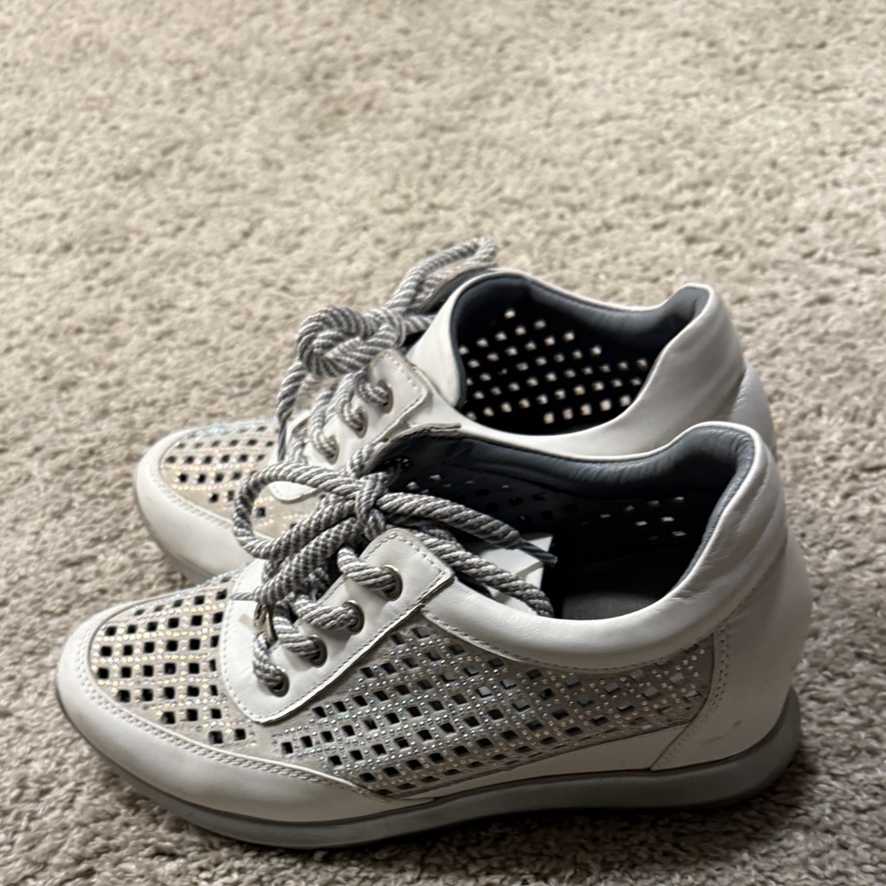 Women's White Perforated Sneakers